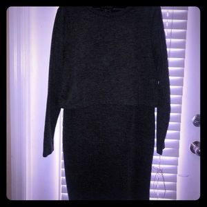 Slit Back Blouson Style Sweater Dress